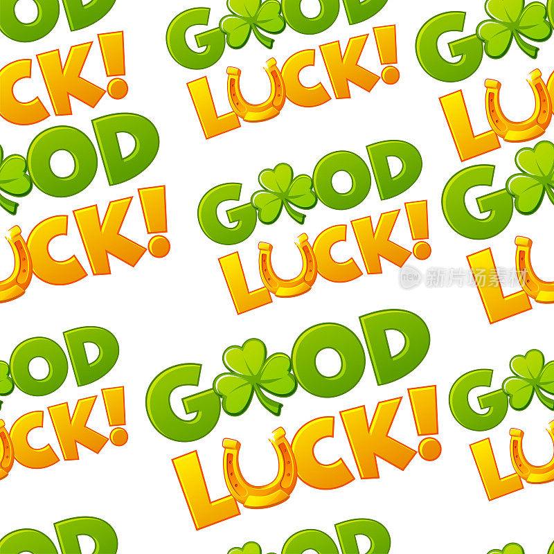 Seamless pattern with good luck text